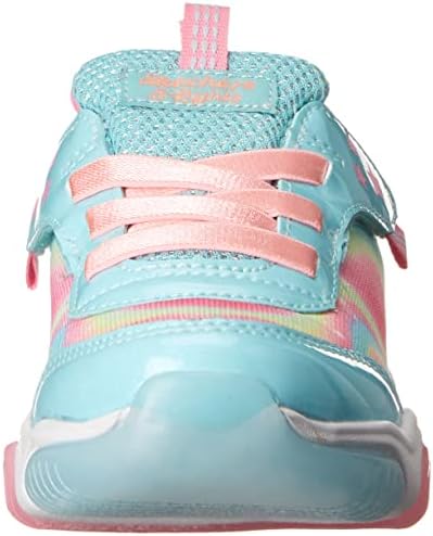 Skechers Kids Girls Mighty Glow-Swirl Daze Sneaker, Turquoise/Multi, 7 Toddler | Image 1