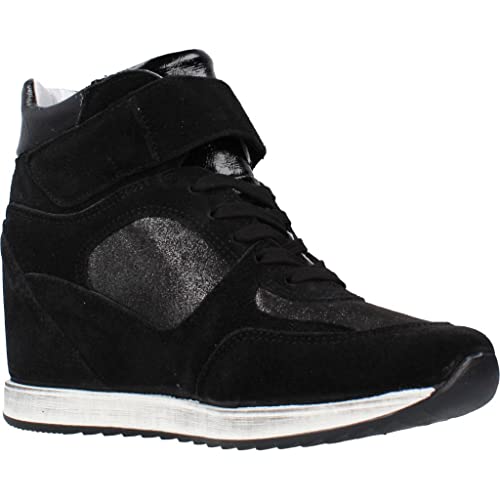 Sneakers in Pelle con Zeppa Interna Nero 38
