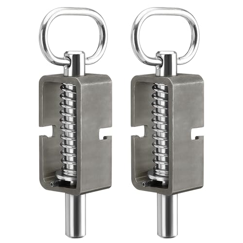 Spring Latch, Trailer Gate Latch, Heavy Duty Spring Loaded Gate Latch Pin, Stainless Steel Trailer Door Lock Mechanism with D-Ring Handle, 2-Pack