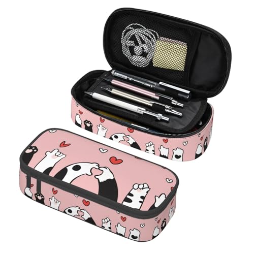 Image of Kawaii Cat Paw Large Pencil Case With Zipper Compartments Stationery Pencil Bag For Kids Teens Students School Supplies