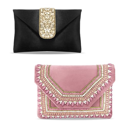 Best bridal handbags for women — Peora hand-embellished wedding clutch purses, set of two