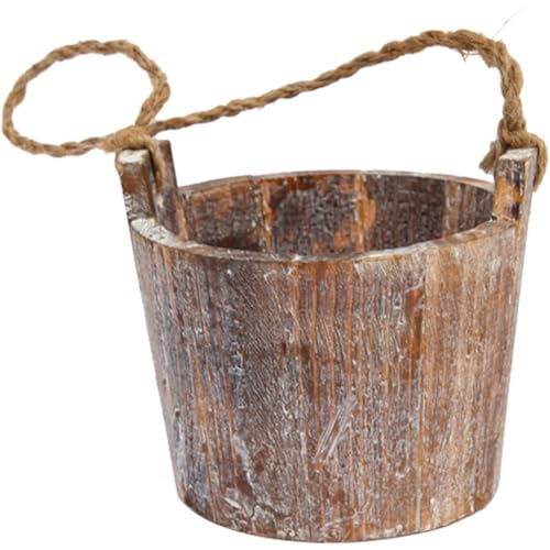 Pots De Fleurs Rustiques En Bois Avec Poignée, Seau À Whisky Avec Poignée, Pot De Fleurs, Pots De Plantes, Récipient D', Puits À Souhaits, Jardin, Arrière-cour, Décoration Intérieure Extérieure