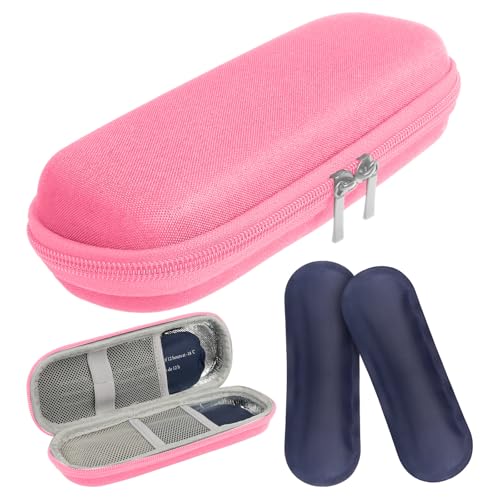 ACWOO Bolsa Enfriadora de Insulina, Bolsa Viajera para Diabéticos Nevera Medicamientos Estuche, Portátil Estuche para Enfriador de Insulina, Mini Enfriador Medicamentos con 2 Bolsas de Hielo (Rosa)