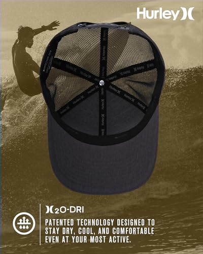 Image of Hurley Mens Trucker Hat - Flexible Quick Dry Fairway Mesh Trucker Hat for Men with Snapback Closure - Classic Mens Caps