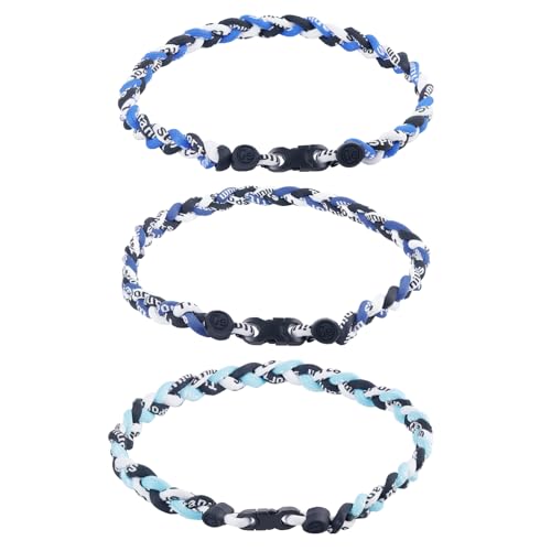 3 Pieces Baseball Necklaces Three Colors Three Braided Rope Tornado Titanium Necklaces Sport Rope Necklaces for Boys Men Player