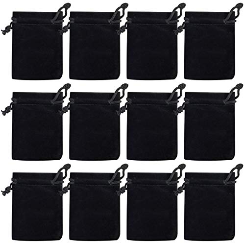 Nydotd 100pcs Black Velvet Drawstring Jewelry Pouches 2x2.8"