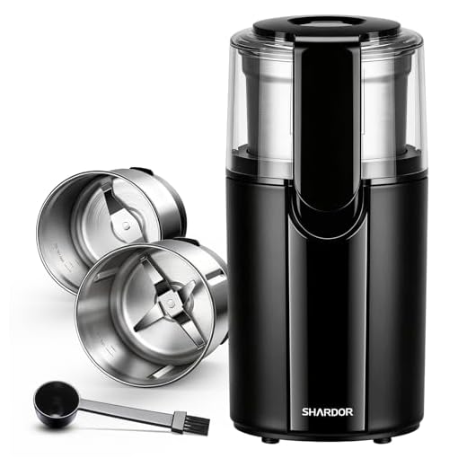 SHARDOR Coffee Grinder Electric, Spice Grinder Electric, Herb Grinder, Grinder for Coffee Bean Spices and Seeds with 2 Removable Stainless Steel Bowls, Black