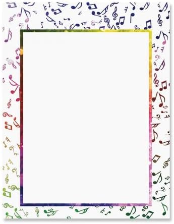 Color of Music Letter Papers-25 Sheets of colorful, One-Sided Framed Letter Paper for Newsletters, Announcements, and Invitation