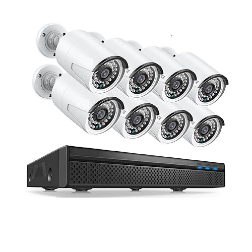 Sistemas de cámaras CCTV, de cámaras de videovigilancia PoE de 5MP 8CH H.264+ Grabador NVR de 8MP Cámaras de Seguridad de 5MP Grabación de cámaras IP PoE(4T,3MP with 8PCS Camera)