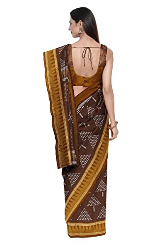 Image of Women's Brown Surat Stiff Saree With Blouse Piece (D624 Brown)