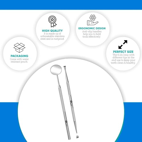 YSCARE Zahnpflegeset Zahnaufhellung Zahnbelag-Entferner Werkzeuge für Hunde und Katzen Zahnspiegel Zahnreiniger Mundpflege 3-teiliges Set