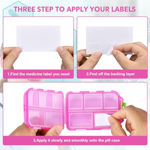 Image of Large Travel Pill Organizer, 10 Compartments Small Portable Pill Case with 189 Medicine Labels, Compact Medicine Storage Box for Purse, Pocket, Airplane, Travel, Nurse Daily Use 3 Pack