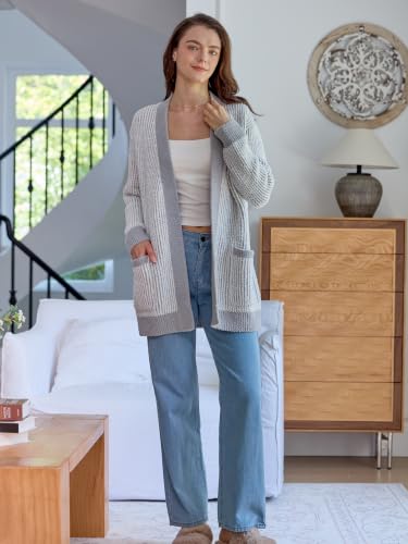 Image of Snuggle Sac Cardigan Sweaters for Women with Pocket Trendy Casual Long Sleeve Tops Open Front Fall Winter Coats
