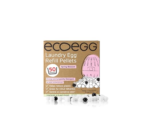 Ecoegg Laundry Egg Refill Pellets | Detergent and Fabric Softener Replacement | Non bio and no enzymes, chlorine bleaches, phosphates, parabens, SLS/SLES or palm oil | 50 Washes | Spring Blossom