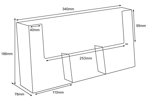 Taymar 3W110H, 3 Fächer, für dreiseitige Prospekte/Broschüren, zur Wandmontage
