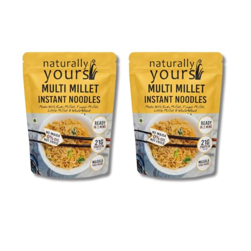 Image of Naturally Yours Multi Millet Instant Noodles 175g | Kodo & Little Millet + Whole Wheat | 21g Protein | High Fiber | No Maida | Non-Fried | No Onion No Garlic Jain-Friendly | Tastemaker | Pack of 2
