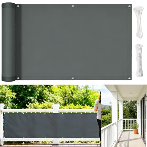 wiipara Balkon Sichtschutz Wetterfest 90x300cm, Balkonsichtschutz...