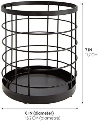 iDesign Kitchen Crock for Utensils - Steel Kitchen Crock Utensil Holder for Countertop - Matte Black