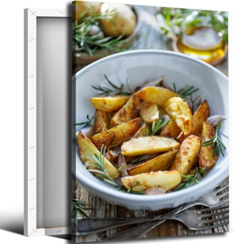 Baked potato wedges seasoned rosemary garlic annd olive oil