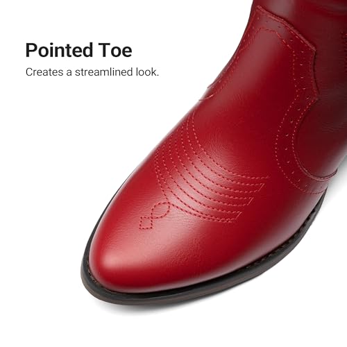 Image of DREAM PAIRS Women's Embroidered Western Pull-On Knee-High Cowboy Boots