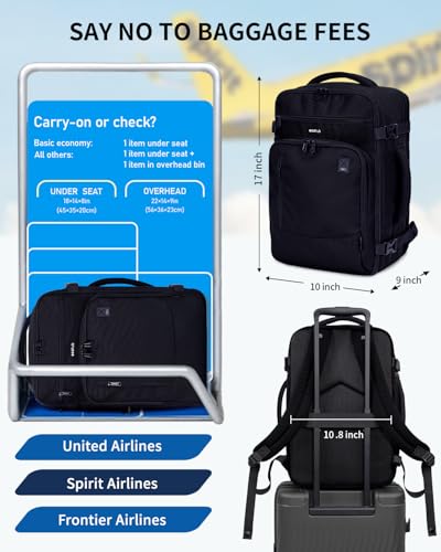 ECOHUB 17" Small Travel Backpack, United Airlines Personal Item Bag 17x10x9 の商品画像 1
