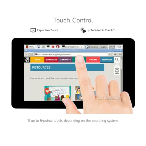 Image of Waveshare 7inch Capacitive Touch Display for Raspberry Pi 800x 480 Resolution with DSI Interface Supports Pi 4B /3B+ /3A+ /3B /2B /B+ /A+