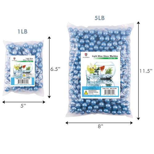 Galashield Marbles for Vases | Glass Marbles Bulk Vase Fillers | Glass Beads for Vases, Light Blue Round Marble 1lb, (Approx. 80 pcs)
