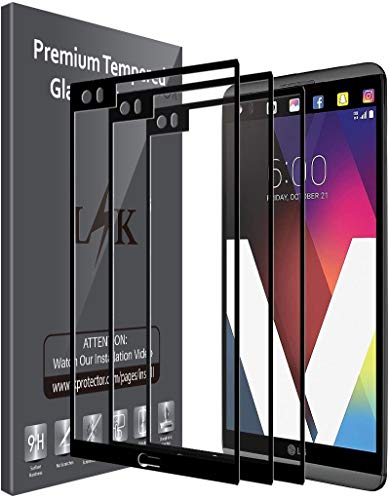 [3 Pack] LK Screen Protector for LG V20, [Full Cover] Tempered Glass 9H Hardness, Scratch-resistant (Black)