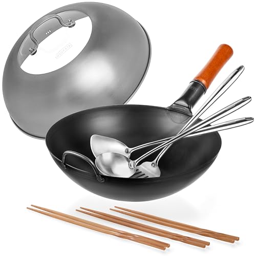 YOSUKATA Wok de acero al carbono 13,5" con accesorios miniatura 1