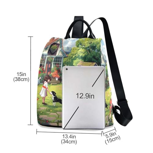 Sac à dos antivol avec pompon pour femme Secret Garden motif fleurs sac à dos de ville - 3