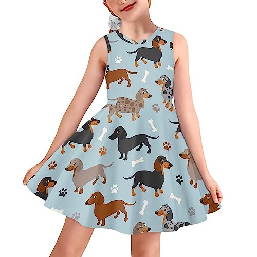 Girls Summer Dress High Waisted Sleeveless Camisole Party Holiday Swing Sunny Dress for 3-16 Teens