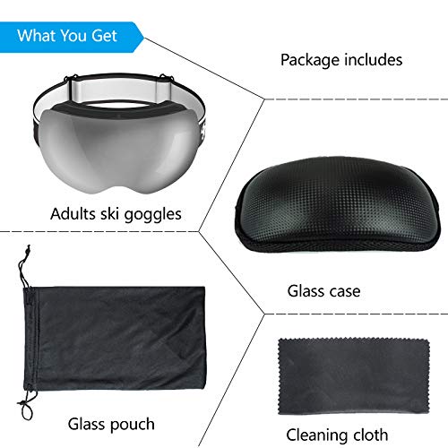 Frameless OTG Ski Snow Goggles for Men Women, Snowboard Goggles with Anti-Fog Spherical Lens - Thumbnail 5