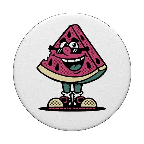 Watermelon Summer Fruit Melon Sunglasses Watermelon Mascot PopSockets Swappable PopGrip, Black - Image 3