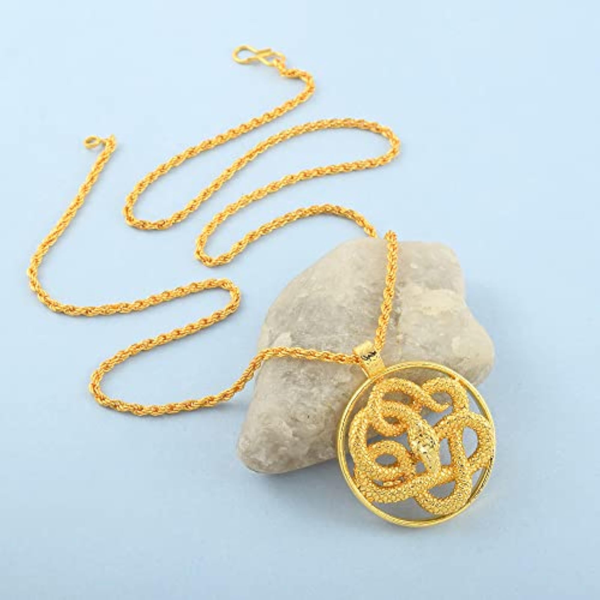 Brass Micron Goldplated Serpent Nagdev Snake Pendant, Unisex