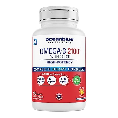 Oceanblue Professional Omega-3 2100 with CoQ10 – 90 ct – Triple Strength Fish Oil Supplement with High-Potency EPA and DHA, and CoQ10 – Orange Flavor (30 Servings) Cover