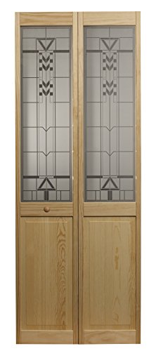 LTL Home Products 814728 Sedona Half Glass Bifold Interior Solid Wood Door, 32 Inches x 80 Inches, Unfinished Pine