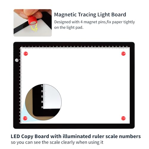 Mesa luminosa A4, placa luminosa magnética ultrafina, cable de alimentación USB tipo C, brillo continuo, almohadilla de luz de trazado para dibujar, pintura de diamantes, tatuajes, visión de rayos X - imagen 2