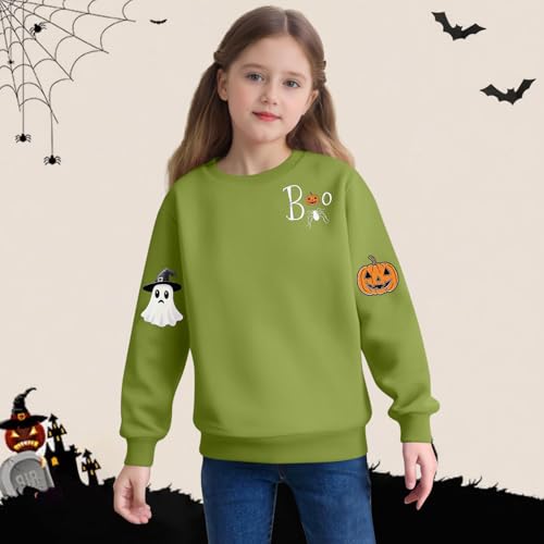 Halloween Sweatshirt for Girls Boys Ghost Pumpkin Spooky Season Sweatera Crewneck Long Sleeve Fall Kids Pullover Tops2