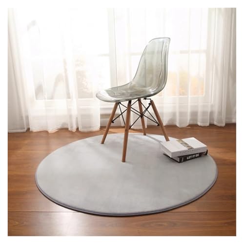 Tapis rond en molleton de corail gris de 80cm pour le salon - 2