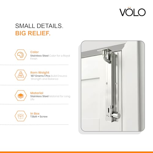 Image of Volo L Shape /Marble Stainless Steel Towerbolt /Door Latch, Pack of 2 Pieces, Size: 200mm / 8 inch