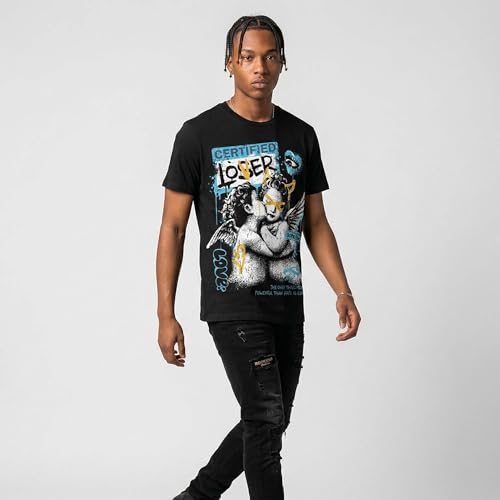 Image of DopeSkill Graphic Tee Streetwear Hip Hop Hypebeast Street Style Crew Neck Unisex T-Shirt Sneaker Colour Matching Shirts Angel