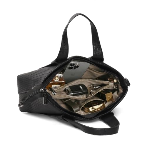 Image of EXOTIC Valeria Satchel Sling Bag for Women | Textured Leatherette Handbag with Top Handle & Detachable Crossbody Strap | Multi-Compartment Structured Purse