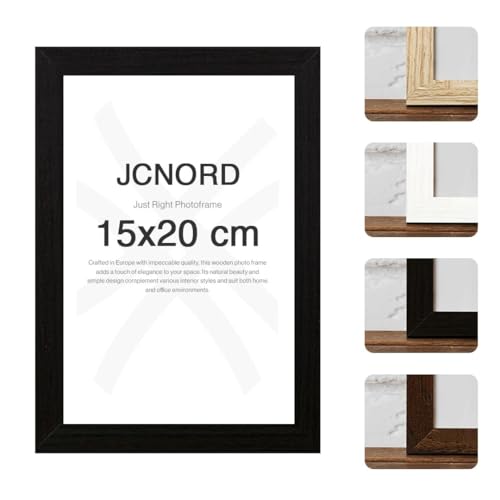 JCNORD Cadre Photo en Bois MDF Noir de 15x20 cm avec Verre P