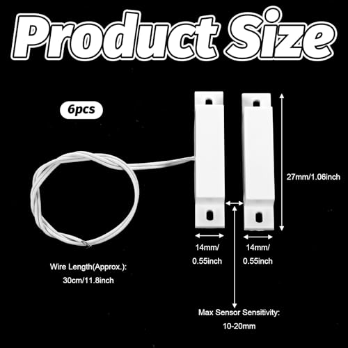 Image of 6 Sets Magnetic Reed Switch MC-32 NC Surface Mount Wired Security Door Window Alarm Door Window Contact Sensor for Home Security Burglar Alarm Systems (White)