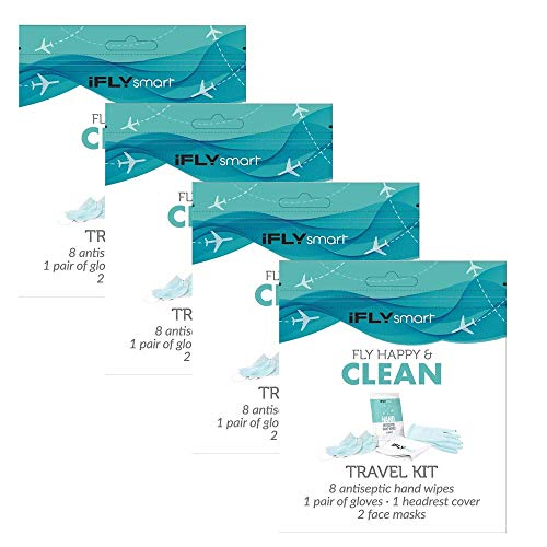 iFLY smart - Each Kit includes: Antiseptic wipes, Face mask, Headrest cover, and Gloves (4 Kits)