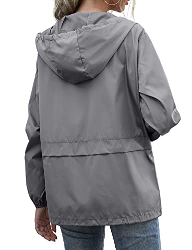 Jminger AM0015_GR_S Women'S Rain Jacket Lightweight Waterproof Rain Coat With Hooded Windproof Adjustable Windbreaker Grey thumb #3