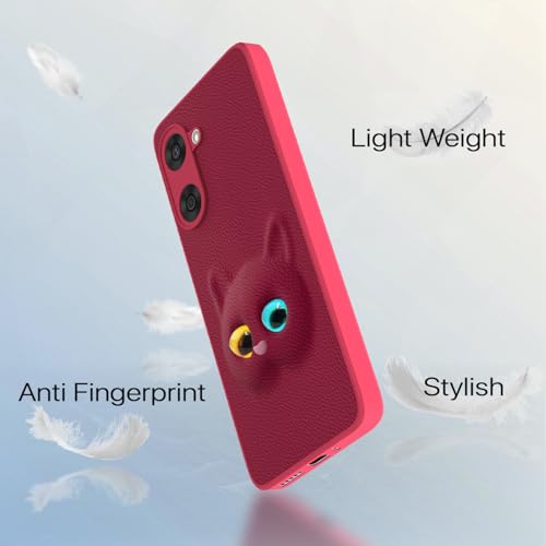 Image of Pikkme Back Cover for Oneplus Nord Ce 5 5G | Cute Cat Leather Finish for Girls | Soft TPU | Bumper Case (Pink)