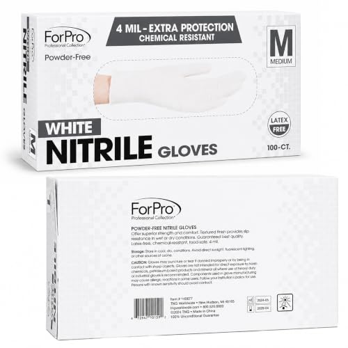 Image of ForPro Disposable Nitrile Gloves, Chemical Resistant, Powder-Free, Latex-Free, Non-Sterile, Food Safe, 4 Mil