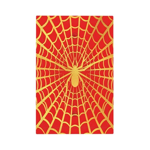 Decorative Switch Plate Covers Red Background with Golden Spiderweb Spider 1 Gang No Device Single Blank Outlet Covers Wall Plate Light Switch Cover Plate for Bedroom Home Decor