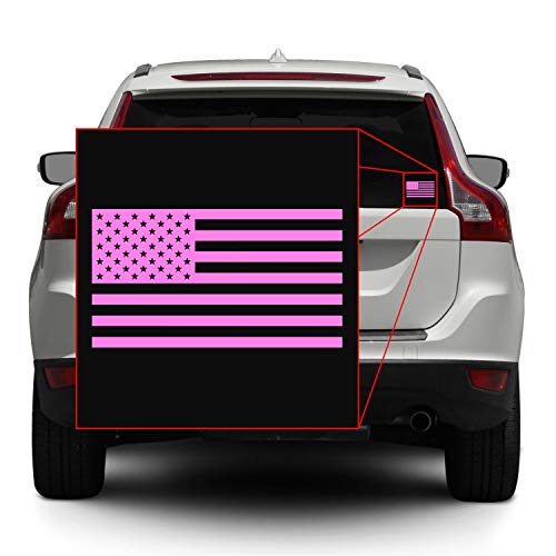 Image of American US Flag [Pick Color /Size] Vinyl Decal Sticker for Laptop /Car /Truck /Window /Bumper (10in x 5.5in, Matte Pink)